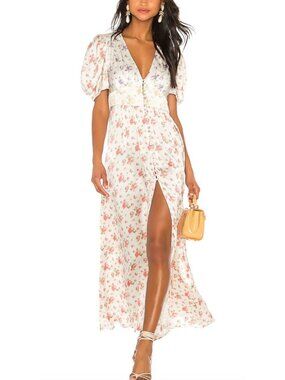 LoveShackFancy Stacy Silk Floral Maxi Dress Size 00